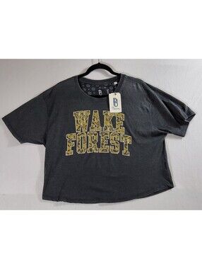 Wake Forest Demon Deacons Cropped T-Shirt Women's Sz XL Gray Fan Gear NWT
